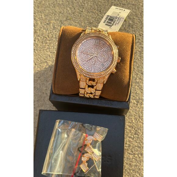 Michael Kors Watch MK5900 Oversized Rose Gold Pave Face and Band New NWT $550 - Picture 7 of 11